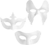 Maskers, harlekijn, h: 10-20 cm, b: 18-20 cm, wit, 12stuks