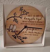Houten klok met spreuk papa en mama