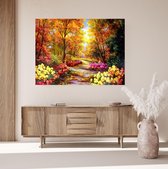 JDBOS ® Peinture par numéro avec cadre (bois) - Paysage d'automne aux fleurs colorées - Peinture adultes - 40x50 cm