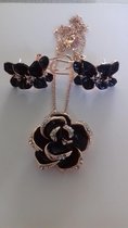 Robas sieraden set , ketting met hanger en oorbellen met kristallen , goudkleurig