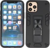 iPhone 12 - iPhone 12 Pro Hoesje - Tough Armor Hardcase - Telefoonhoesje Met Standfunctie - Bestcases Backcover - Zwart