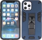 iPhone 12 - iPhone 12 Pro Hoesje - Tough Armor Hardcase - Telefoonhoesje Met Standfunctie - Bestcases Backcover - Navy