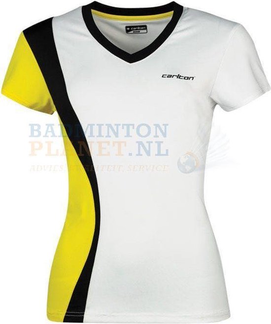 CARLTON T-Shirt Badminton Tennis Wit/Geel Dames maat XS