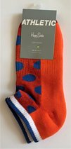 Happy Socks | Low Socks maat 36 - 40 , rood, oranje met blauwe big dots.