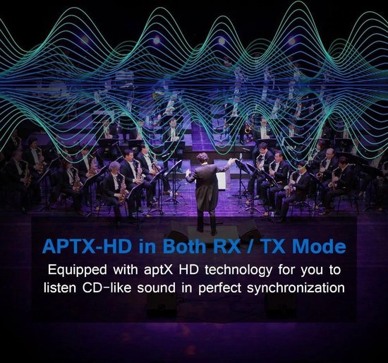 DrPhone BX3 Pro - AptX HD Ruisvrij Bluetooth Ontvanger + Zender - 3.5mm Aux RCA Optische SPDIF Audio Adapter – Dubbele verbinding - Geen vertraging voor o.a. Koptelefoon / Headphones / TV - DrPhone