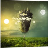 Forex - Kasteel op een Berg - 80x80cm Foto op Forex