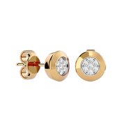 AËLRA 9K gouden oorknopjes voor dames Bezel-set 0,05 ct natuurlijke ronde diamant