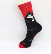 Sokken heren zwart / rood - print kat - 40-46