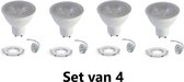 Set van 4 x Wit inbouwarmatuur inclusief LED spot van 6W - 480 Lumen - 2700K - lichtbundel van 60°