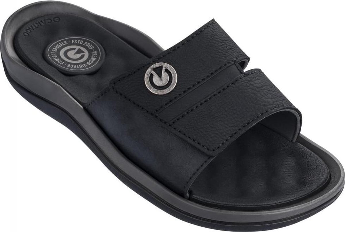 Cartago Santorini Slide Slipper Heren Zwart/Grijs Maat 44