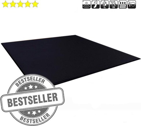 Sportvloer fitness rubber tegel | 100x100cm - 1.1cm dik - zwart | Pakket van 10 stuks |