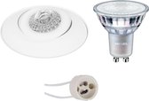 PHILIPS - LED Spot Set - MASTER 927 36D VLE - Primux Nivas Pro - GU10 Fitting - DimTone Dimbaar - Inbouw Rond - Mat Wit - 3.7W - Warm Wit 2200K-2700K - Trimless - Kantelbaar - Ø150mm