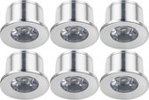 LED Veranda Spot Verlichting 6 Pack - 1W - Natuurlijk Wit 4000K - Inbouw - Rond - Mat Zilver - Aluminium - Ø31mm