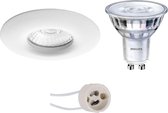 PHILIPS - LED Spot Set - SceneSwitch 827 36D - Primux Luno Pro - Waterdicht IP65 - GU10 Fitting - Dimbaar - Inbouw Rond - Mat Wit - 1.5W-5W - Warm Wit 2200K-2700K - Ø82mm