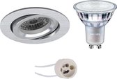 PHILIPS - LED Spot Set - MASTER 927 36D VLE - Primux Aerony Pro - GU10 Fitting - DimTone Dimbaar - Inbouw Rond - Mat Zilver - 3.7W - Warm Wit 2200K-2700K - Kantelbaar - Ø82mm