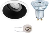 OSRAM - LED Spot Set - Parathom PAR16 927 36D - Primux Zano Pro - GU10 Fitting - Dimbaar - Inbouw Rond - Mat Zwart/Wit - 5.5W - Warm Wit 2700K - Kantelbaar - Ø93mm