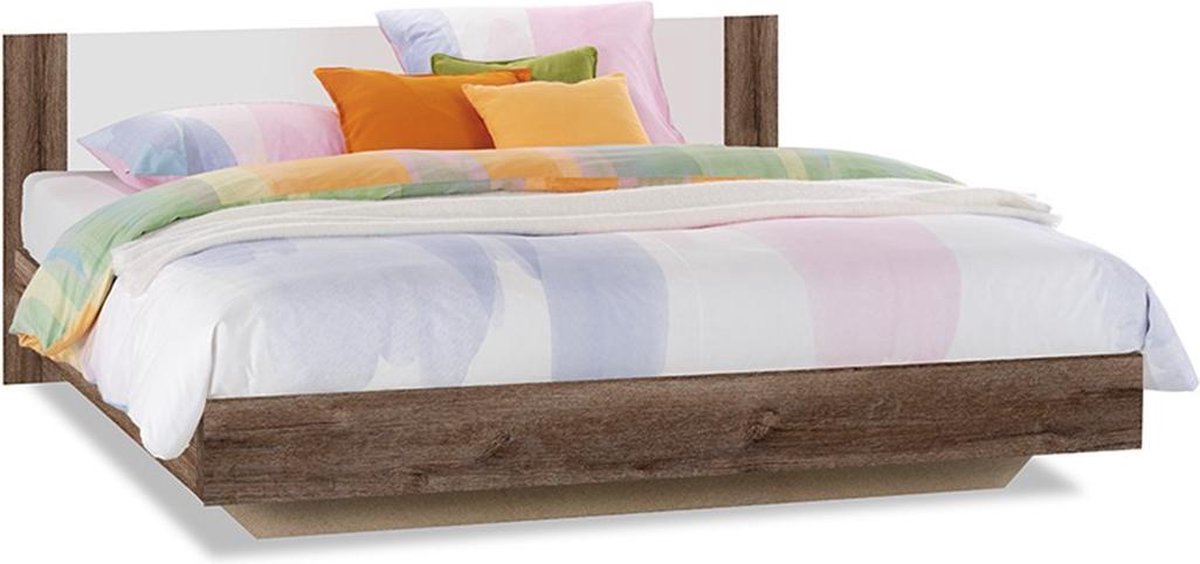 Beter Bed Oaklyn Houten Bedframe 140x200 cm Donker eiken/Wit