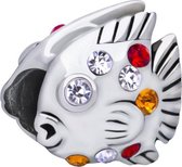 Quiges - 925 - Zilveren - Bedels -Sterling zilver - Beads - Vis met Multi Zirkonia Kraal Charm - Geschikt – voor - alle bekende merken - Armband Z411