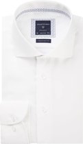Profuomo Regular Fit mouwlengte 7 overhemd - wit twill (contrast) - Strijkvrij - Boordmaat: 42