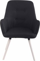 Fauteuil - Stof - Witte houten poten - Stabiel - Zwart