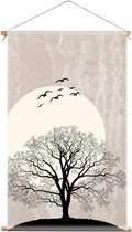 Textiel poster marmer look | boom en maan | wanddecoratie - 90x150cm