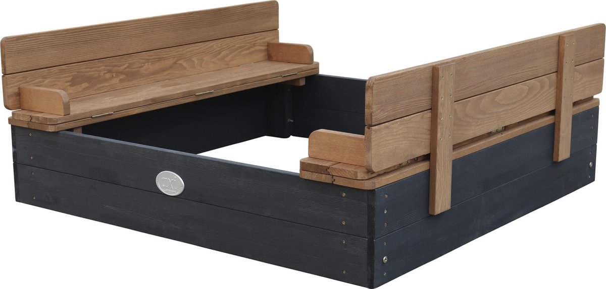 AXI Ella Houten Zandbak in Antraciet/Bruin - Met Zitbankjes en Deksel - FSC hout - 100x95x20cm - Zandbak voor kinderen — afbeelding 12