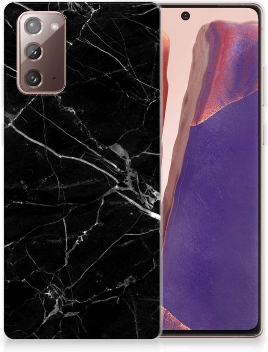 DrPhone Samsung Note 20 - TPU Siliconen Hoesje - Marmer Zwart