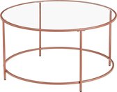 Mucasa© | Salontafel rond | glazen tafel met roségoud | stalen frame | salontafel| banktafel| stevig gehard glas | decoratief |roségoud