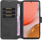 DG Ming Samsung Galaxy A72 Hoesje Retro Wallet Book Case Zwart