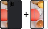 Samsung A42 Hoesje - Samsung galaxy A42 5G hoesje zwart siliconen case cover - 1x Samsung  a42 screenprotector