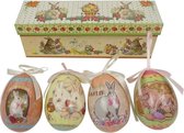 Decoratief Beeld - Eierdoos happy Easter Set Van Ei: - Kunststof - Hoff-interieur - Pastel - 5 X 8 Cm