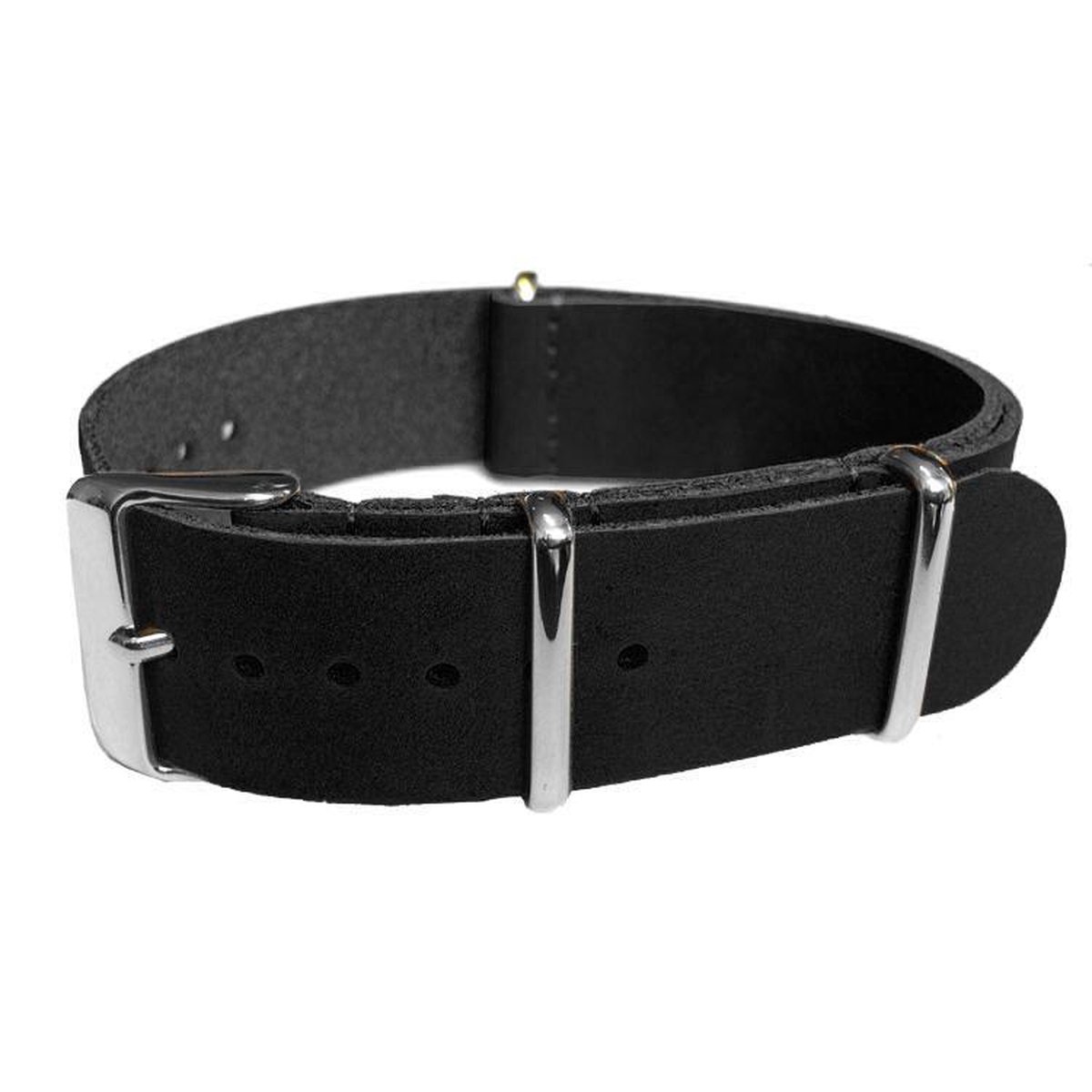 NATO Horlogeband Vintage Leer Zwart 22mm