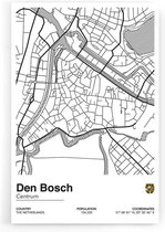 Walljar - Stadskaart Den Bosch Centrum II - Muurdecoratie - Poster met lijst