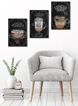 3d hout Retro Poster 3 stuk Mocha Latte Expresso
