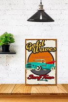3d effect Retro Hout Poster Gold Wawes