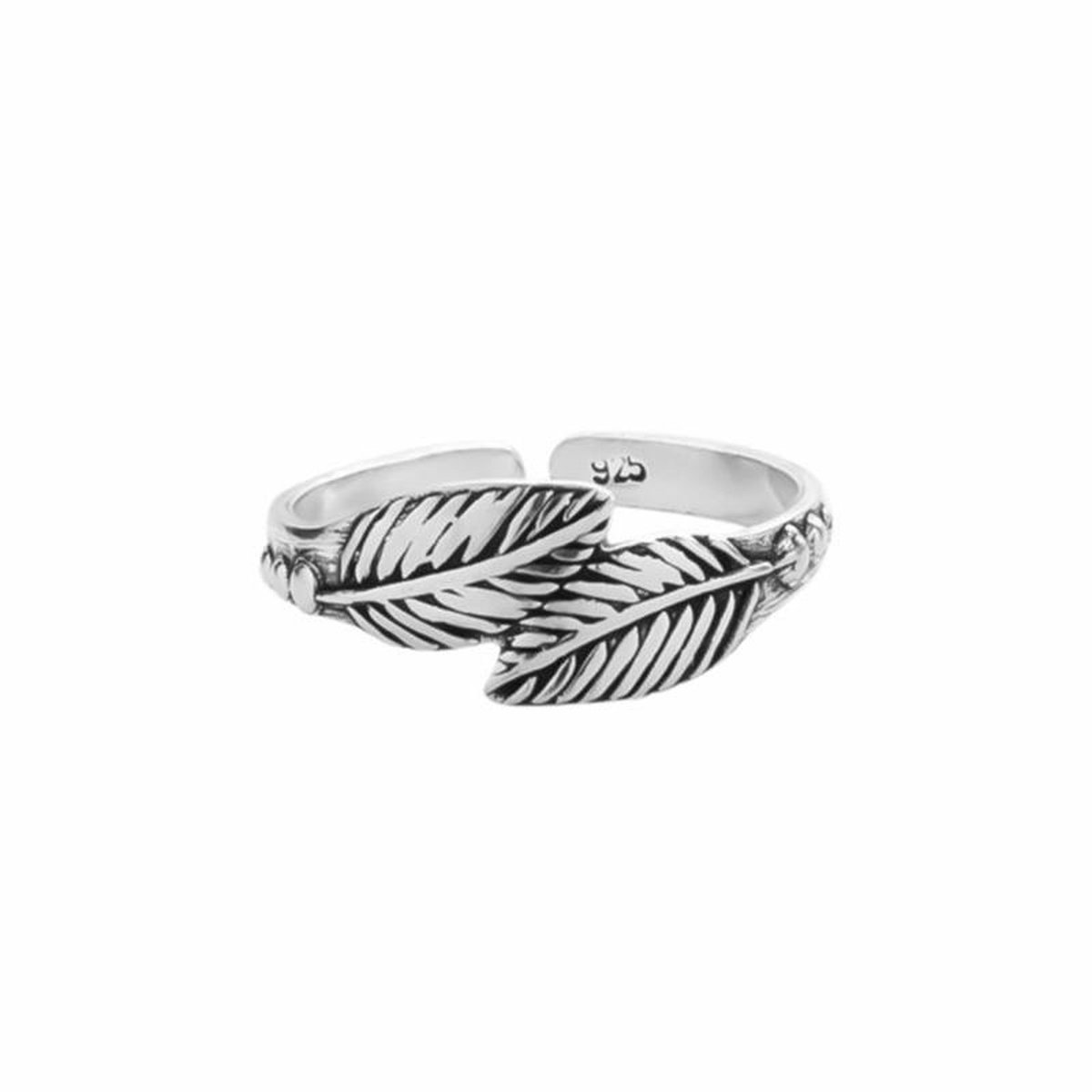 WeLoveSilver - zilveren teenring - geveerde blaadjes - hypoallergeen
