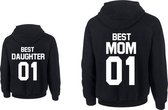 Hoodie dames-zwart-voor moeder twinning-Best Mom Best Daughter-Maat Xl