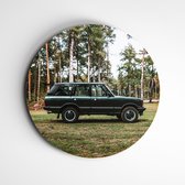 IDecorate - Schilderij - Range Rover Auto Fotoprint - Groen, Bruin En Grijs - 120 X 120 Cm