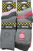 Meisjes sokken - katoen 6 paar - SWEET & CROSS - maat 27/30 - assortiment Grijs & rose