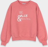 Tiffosi sweater meisjes roze met zilverkleurige print maat 140