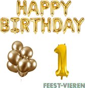 1 jaar Verjaardag Versiering Ballon Pakket Goud