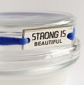 Armband - Strong is Beautiful - Blauw - Elastiek - Sport - Tekst - Courage - Winner - Best - Never give up - Dream - Verstelbaar