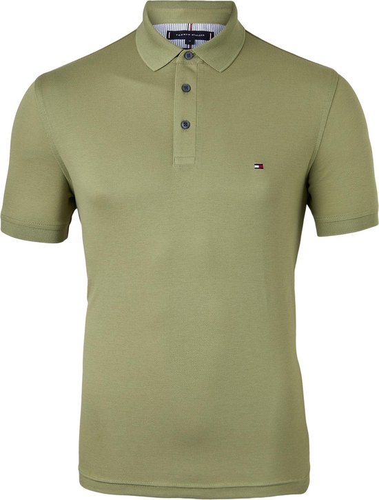 Tommy Hilfiger 1985 Slim Fit polo - olijf groen - Faded Olive -  Maat: S