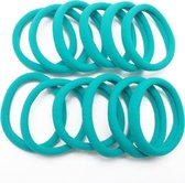 Moodadventures | Haar | Set van 12 Brede Haarelastieken Turquoise | Zachte Haarelastieken