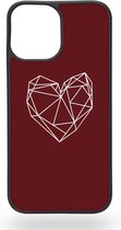 Geometric burgundy heart Telefoonhoesje - Apple iPhone 12 Pro Max