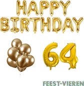 64 jaar Verjaardag Versiering Ballon Pakket Goud