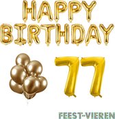77 jaar Verjaardag Versiering Ballon Pakket Goud