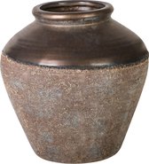 PTMD Dale goudkleurige keramiek boeren pot donkere rand rond maat in cm: 29 x 29 x 30 - Brons