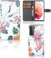 Telefoonhoesje Geschikt voor Samsung Galaxy S21 Wallet Bookcase Bird Flowers