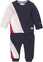 Dirkje - Boys 2 pce babysuit trousers Navy + grey melee + white + red - maat 80
